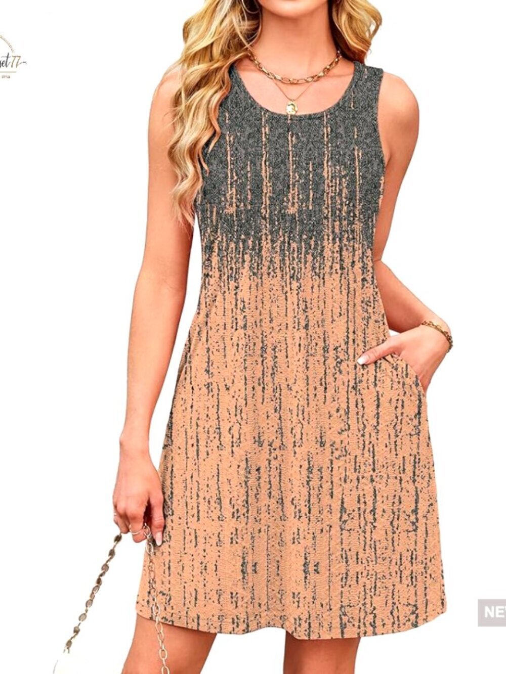 Sleeveless A-Line Sundress with Pockets, Eyelet Jacquard Fabric, Beach Coverup